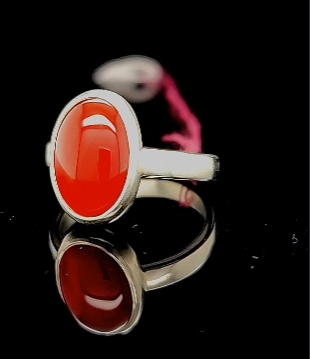 Sterling Silver Carnelian Ring - Size 8