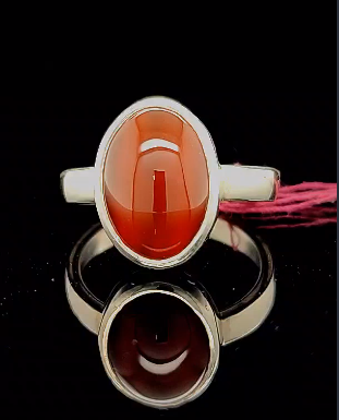 Sterling Silver Carnelian Ring - Size 7