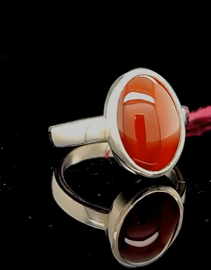 Sterling Silver Carnelian Ring - Size 7