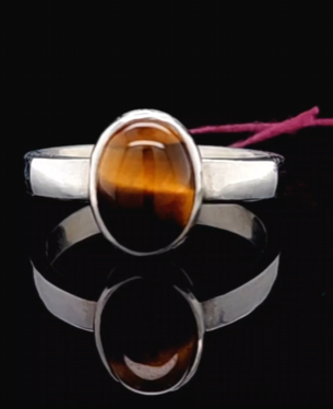 Sterling Silver Tiger's Eye Ring - Size 6