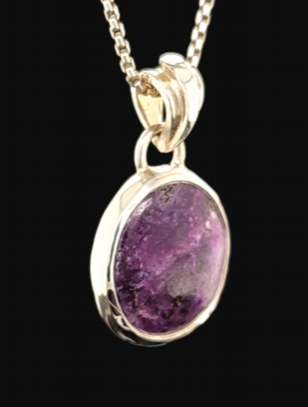 Sterling Silver Oval Sugilite Pendant