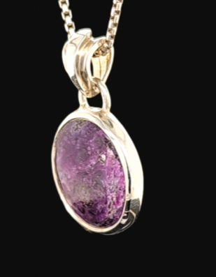 Sterling Silver Oval Sugilite Pendant